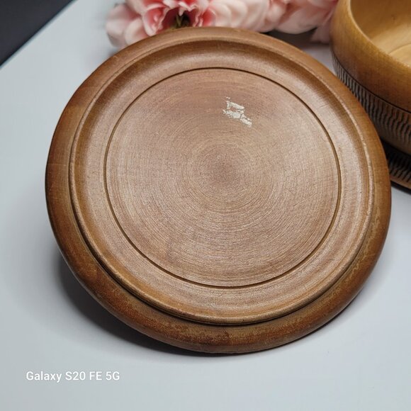 Vintage Round Wooden Decorative Japanese Trinket Box Made in Japan - Picture 6 of 12